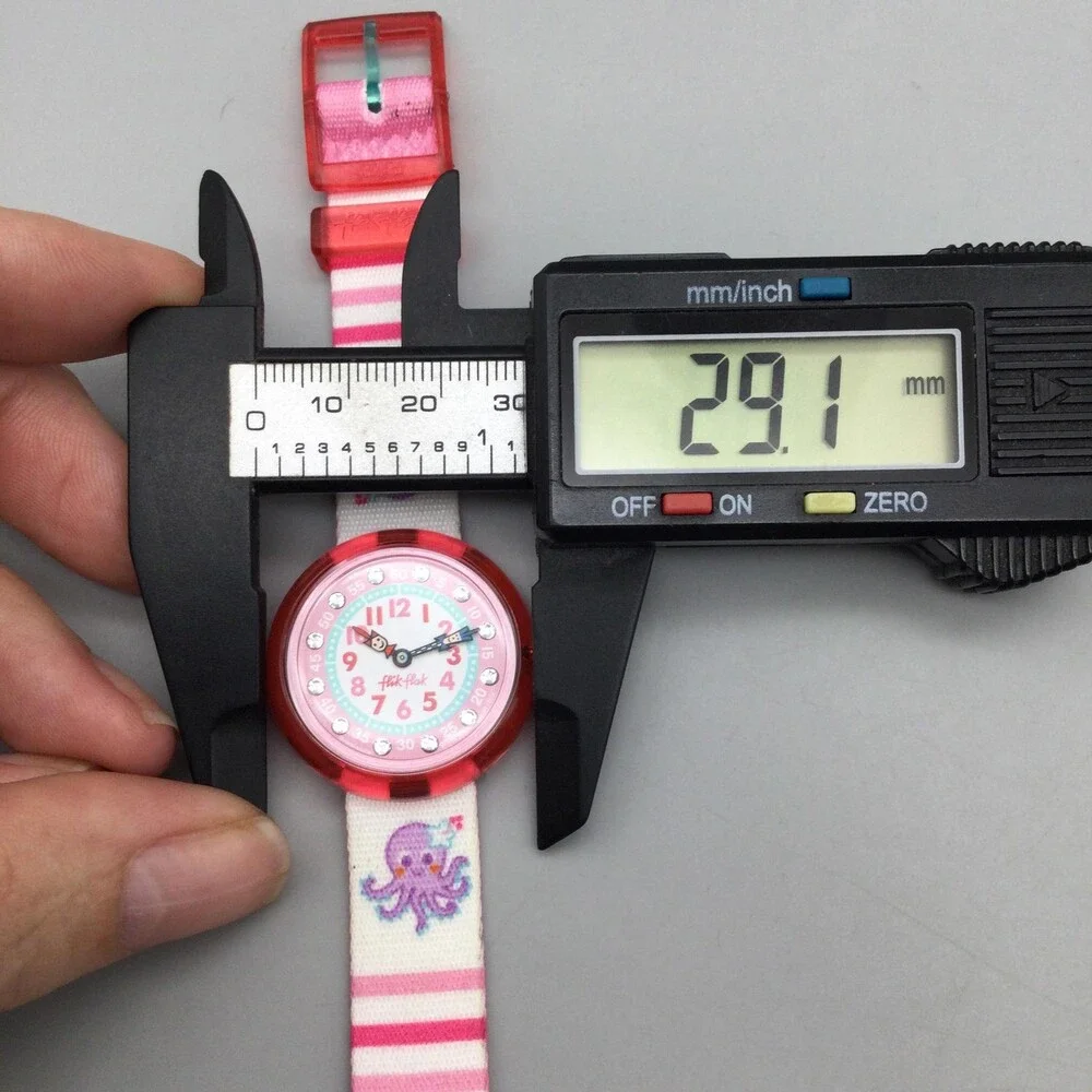 Flik Flak Girls Watch 29mm Pink Dial Octopus Fabric Strap Swiss 1U32 New Battery